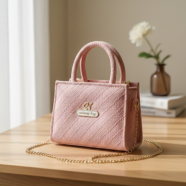 Embossing Chain Square Bag PU Leather Large Capacity Shoulder Crossbody Cell Phone Bag for Women image