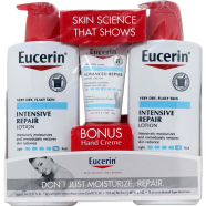Eucerin Intensive Repair Lotion 625ml And Advanced Repair Hand Cream 78gm 3pcs Set image