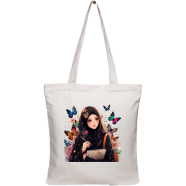 Exclusive Design Printed Canvas Tote Bag With Zipper For Ladies image