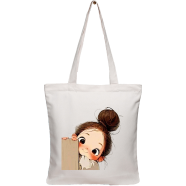 Exclusive Design Printed Canvas Tote Bag With Zipper For Ladies image