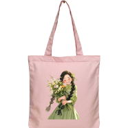 Exclusive Design Printed Canvas Tote Bag With Zipper For Ladies image