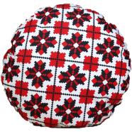 Exclusive Round Cushion Cover, Red And Black 14x14 Inch image