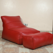 HugBag Faux Leather Lounge Chair Bean Bag With Footrest Maroon Standard - Alcfmr image