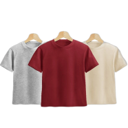 Fabrilife Kids Premium Blank T-Shirt Combo | Gray Melange, Red, Cream image