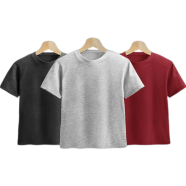Fabrilife Kids Premium Blank T-Shirt Combo - Anthra Melange, Gray Melange, Red image