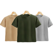 Fabrilife Kids Premium Blank T-Shirt Combo - Tan, Olive, Silver image
