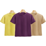 Fabrilife Kids Premium Blank T-Shirt Combo - Yellow, Purple, Tan image