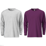 Fabrilife Mens Premium Blank Full Sleeve T Shirt Combo - Gray Melange, Purple image