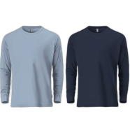 Fabrilife Mens Premium Blank Full Sleeve T Shirt Combo - Sky Blue and Navy image
