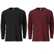 Fabrilife Mens Premium Blank Full Sleeve T Shirt Combo - Black, Redwine image