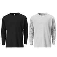 Fabrilife Mens Premium Blank Full Sleeve T Shirt Combo - Black, Gray Melange image