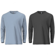 Fabrilife Mens Premium Blank Full Sleeve T Shirt Combo - Sky Blue and Anthra Melange image