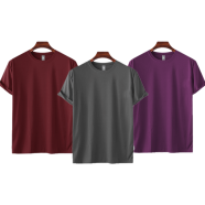 Fabrilife Mens Premium Blank T-shirt -Combo- Maroon, Charcoal, Purple image