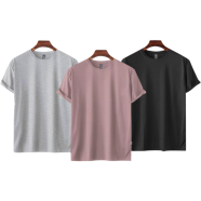 Fabrilife Mens Premium Blank T-shirt -Combo- Lavanderash, Gray Melange, Black image