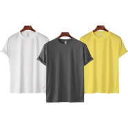 Fabrilife Mens Premium Blank T-shirt -Combo- White, Charcoal, Yellow image
