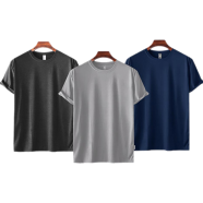 Fabrilife Mens Premium Blank T-shirt -Combo- Anthra Melange, Silver, Navy image