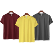 Fabrilife Mens Premium Blank T-shirt -Combo-Maroon, Yellow, Charcoal image