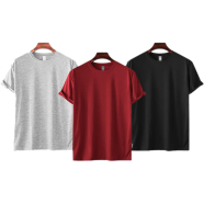 Fabrilife Mens Premium Blank T-shirt -Combo- Gray Melange, Red, Black image