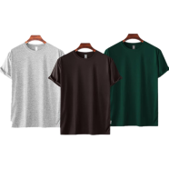 Fabrilife Mens Premium Blank T-shirt -Combo- Gray Melange, Chocolate, Green image
