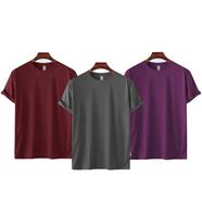 Fabrilife Mens Premium Blank T-shirt -Combo( Red Wine, Charcoal, Purple) image