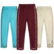 Fabrilife Premium Girls Trouser Combo - Sky Blue, Cream, Red Wine image