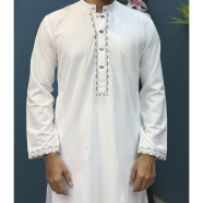 Faizan Shop Zafran Silver Grace White Panjabi image