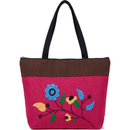 Fashionable Embroidered Jute Tote Bag (13 x 14 x 3.5 Inch) image
