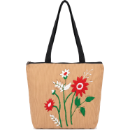 Fashionable Embroidered Jute Tote Bag (13 x 14 x 3.5 Inch) image