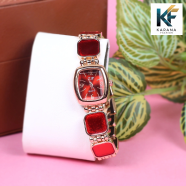 Fashionable New Stylish Stainless Steel and Diamond Cut Stone Chain Analogue Dial Premium Watch for Ladies image