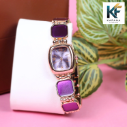 Fashionable New Stylish Stainless Steel and Diamond Cut Stone Chain Analogue Dial Premium Watch for Ladies image