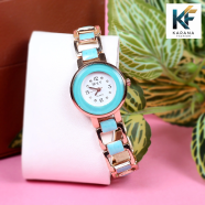 Fashionable New Stylish Stainless Steel and Diamond Cut Stone Chain Analogue Dial Premium Watch for Ladies image