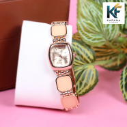 Fashionable New Stylish Stainless Steel and Diamond Cut Stone Chain Analogue Dial Premium Watch for Ladies image