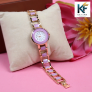 Fashionable New Stylish Stainless Steel and Diamond Cut Stone Chain Analogue Dial Premium Watch for Ladies image