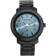Fastrack Bare Basics Quartz Analog With Date Blue Dial Stainless Steel Strap Watch For Guys image