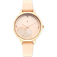 Fastrack Uptown Retreat Rose Gold Dial Analog Beige Leather Strap Watch image