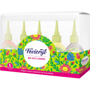 Fevicryl 3D Outliners Regular Kit, Fabric and Multi-Surface 3D Outliners Assorted Pack, Multi Colour, 20 ml - 5 pcs image
