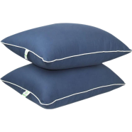 Fiber Head Pillow, Cotton Fabric Navy Blue 18x24 Inch Buy 1 Get 1 Free image