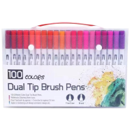 FineLiner Dual Tip Brush Pen Drawing Painting Watercolor Art Marker Pens for Coloring Book Calligraphy 100 PCS Colors image