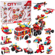 Fire Truck 12 in 1 Construction Olds Fire Rescue Vehicle Kit 557 Pcs of 25-Shape Building Block SetFire Truck image