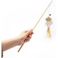 Fish Shape Cat Teaser Interactive Toy Wand with Bell and FeatherBurlap Fish Shape Cat Teaser Interactive Toy Wand with Bell and Feather image