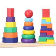 Fishing Game Geometry and Color Learning Five Sets of Columns Wooden Toys for Children Building Toy Baby Education Puzzle Board image