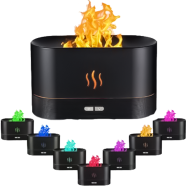 Flame Aromatherapy Diffuser – 180ml, LED Ultrasonic Humidifier, 7-Color Flame Effect image