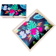 Floral Tray Plus Tea Box, Combo Set image