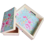 Floral Tray Plus Tea Box, Combo Set image