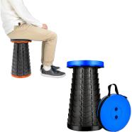 Folding Stool Telescopic Chair Adults Kids Retractable Chair Collapsible Stool for Indoor Outdoor Camping Fishing Hiking (Multicolour) image