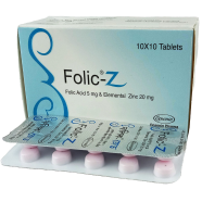 Folic-Z 5 mg Plus 20 mg Tablet 10's Strip icon