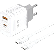 Foneng (EU61) 30W A C 2-Port GaN Charger With Type-C to Type-C Cable- White image