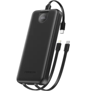 Foneng PX106 10000mah 22.5w Fast Charging Portable Power Bank with Built-In 3 Cables- Black image