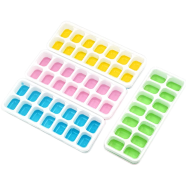 Food Grade Ice Cube Tray Silicone Mold With Clear Lid 14 Cavities Easy to Stack and Use (Multicolor) icon