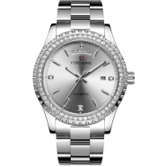 Forsining S1232-2 High-end Business Style Men's Automatic Mechanical Watch Black Diamond Dial Stainless Steel Watch New Product image